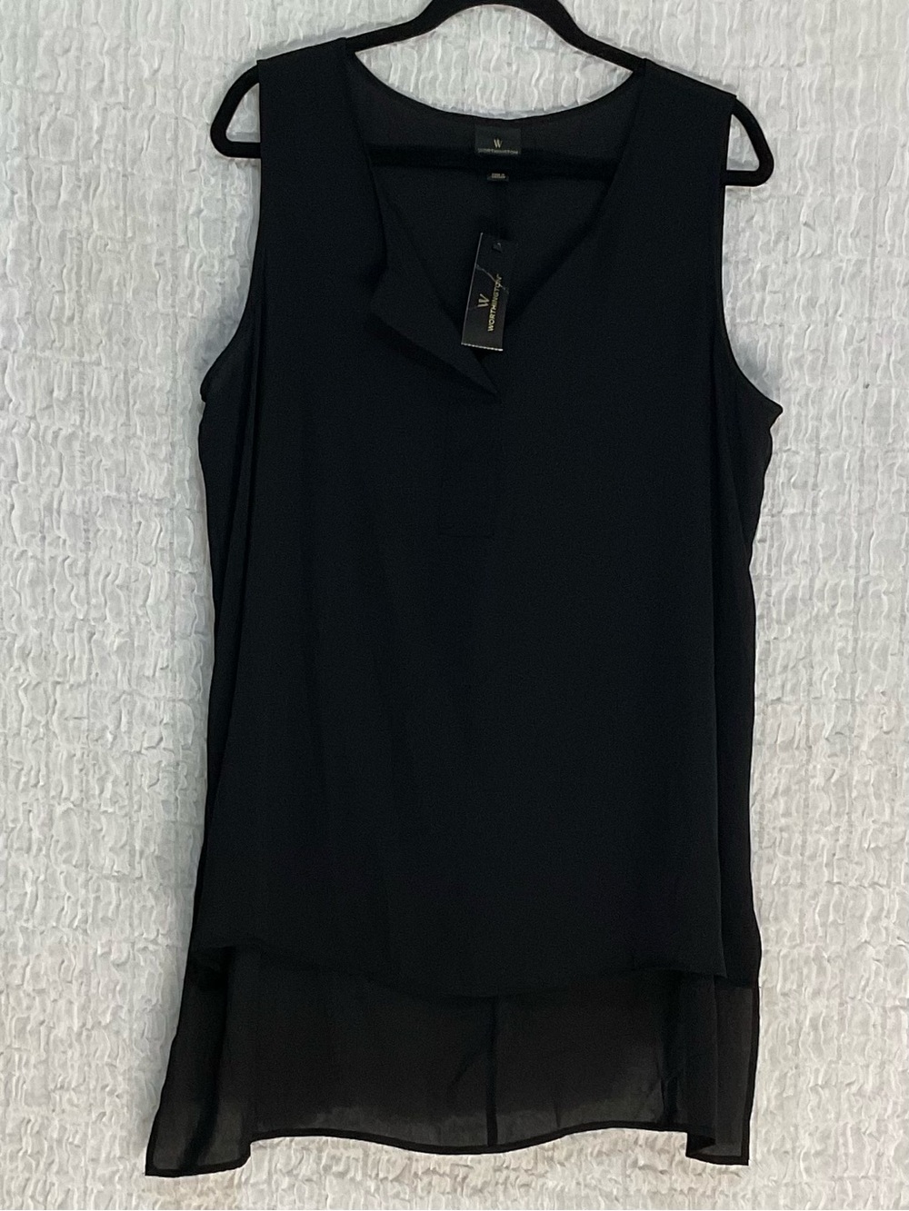 Worthington Black Sleeveless Layered Chiffon Blouse Women’s XL NWT - Picture 2 of 5